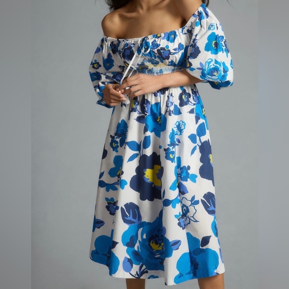 Plenty by Tracy Reese Off-The-Shoulder Puff Sleeve Midi Dress - Picture 4 of 13